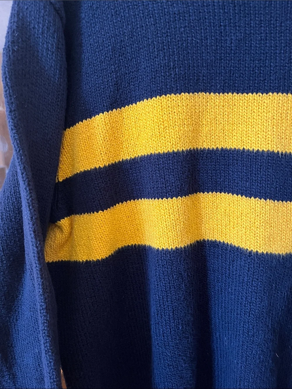 Polo by Ralph Lauren Navy Crewneck Sweater with Gold Stripes